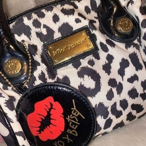 Betsey Johnson Black and White Leopard Print handbag